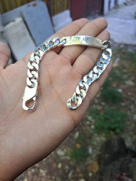 Bratara argint Cuban cu placuta 45 grame