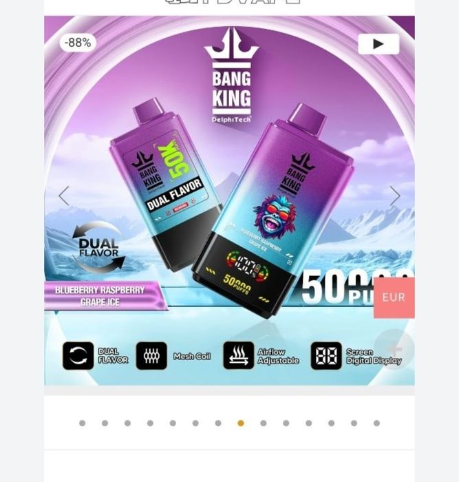 Pachet 2 Vape 50.000 Puffs 2 Arome Reincarcabil Display Originale