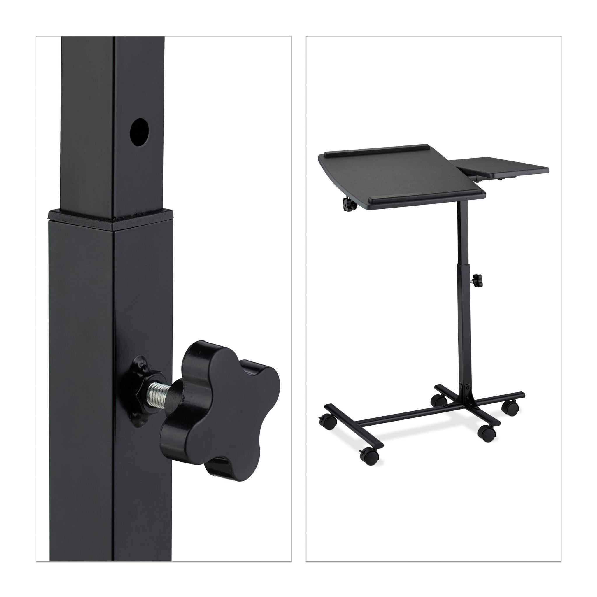 Suport pentru laptop inaltime reglabila roti rotativ negru 85x60x40cm