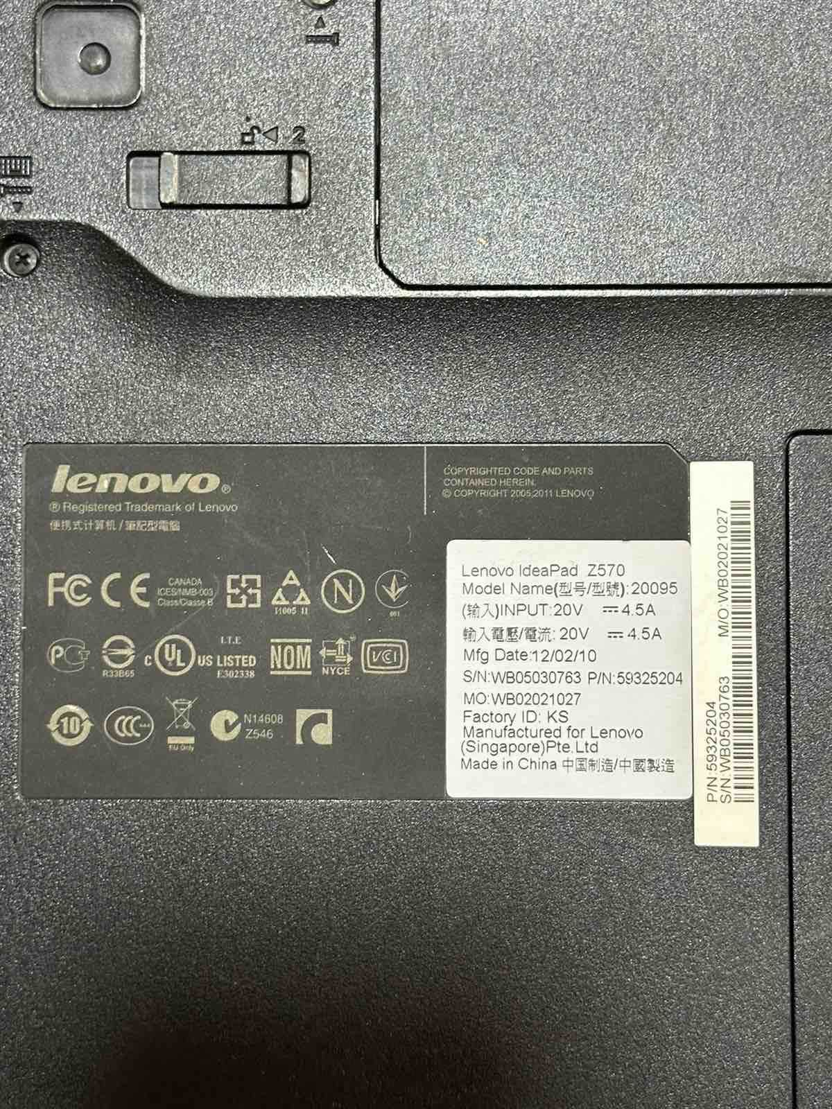 Lenovo Z570 -8 RAM-240 SSD
