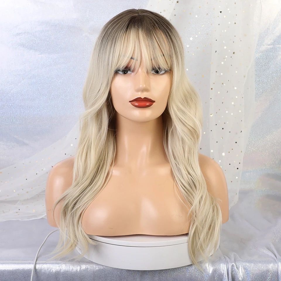 Peruca T12 Blonda Ombre Breton Blond Platinat Gri Mov Satena