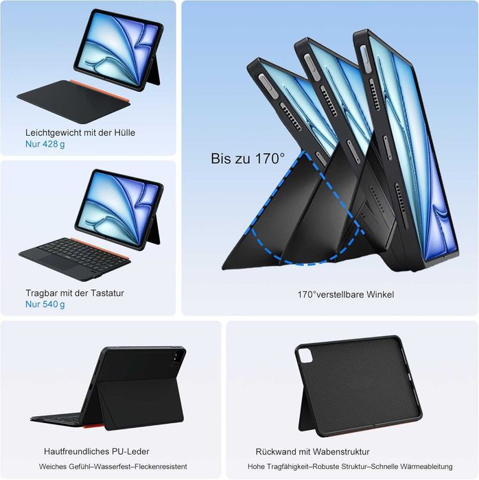 Husa iPad Air 11  inch      3 in 1 cu tastatura si touch pad