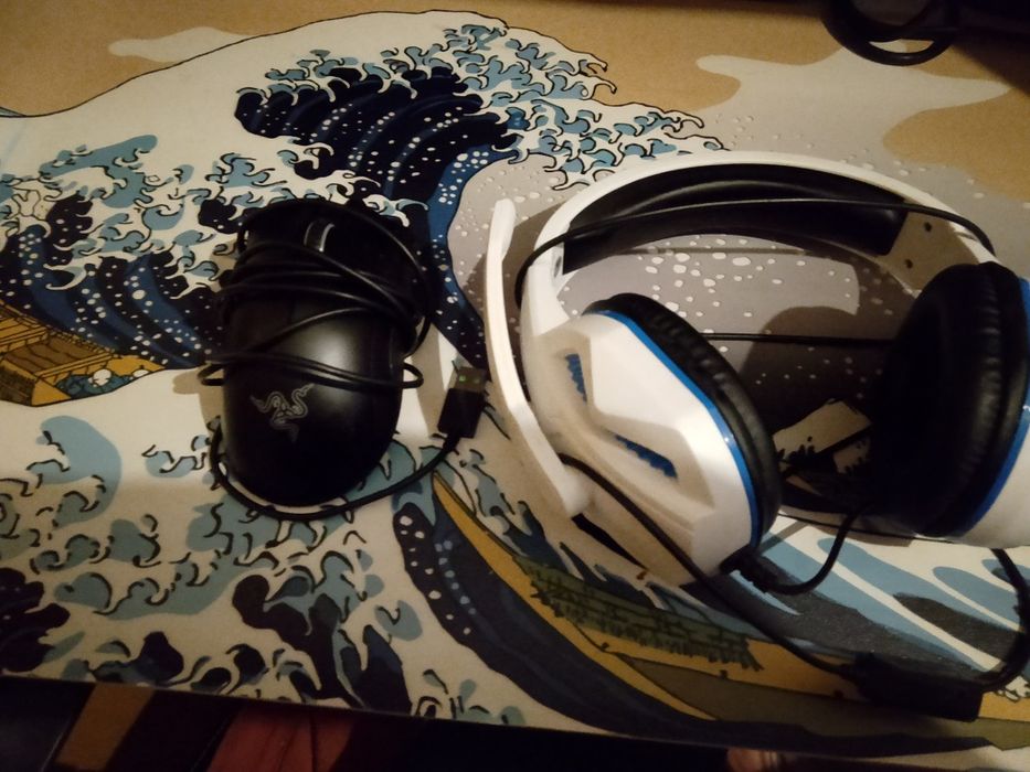 Продам игровую мышку проводную и наушники с микрофоном