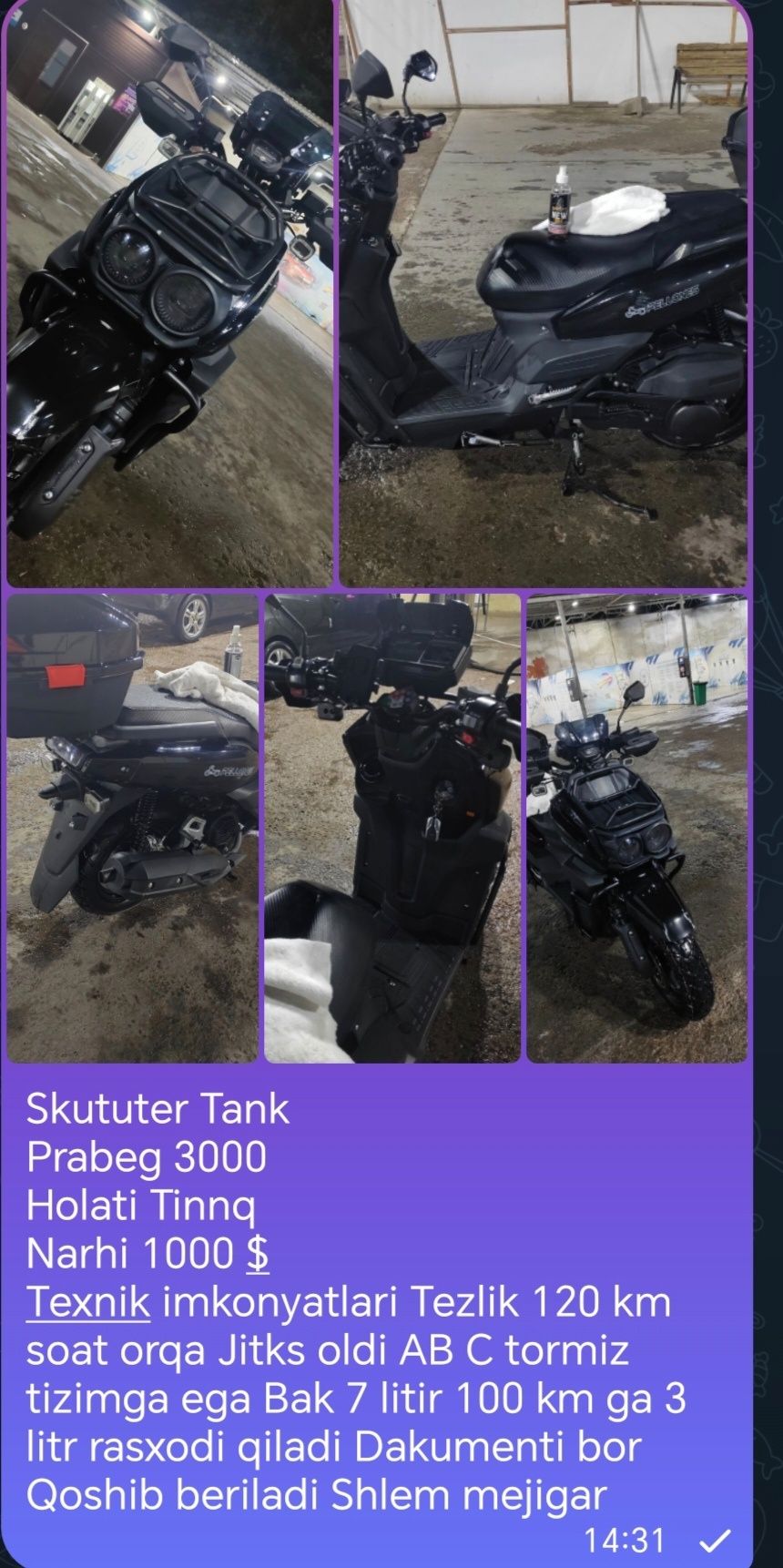 Tank Sukuter matoriga 10 000 gacha kafolat