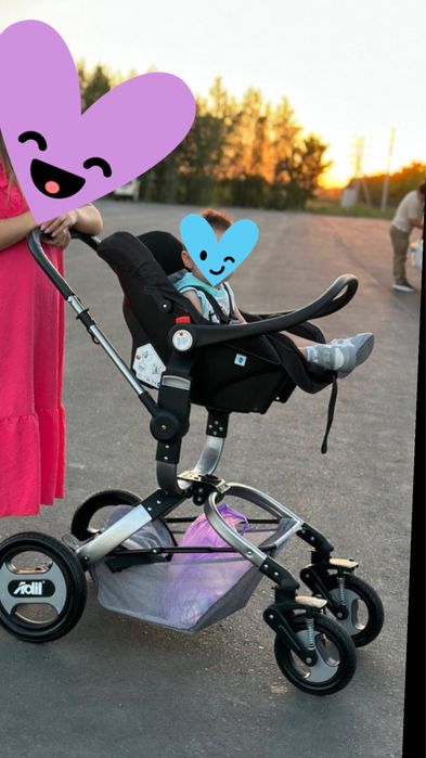 Детская коляска с автокреслом и сумкой