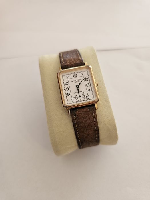 Ceas vintage Junghans Quartz placat cu aur, funcțional