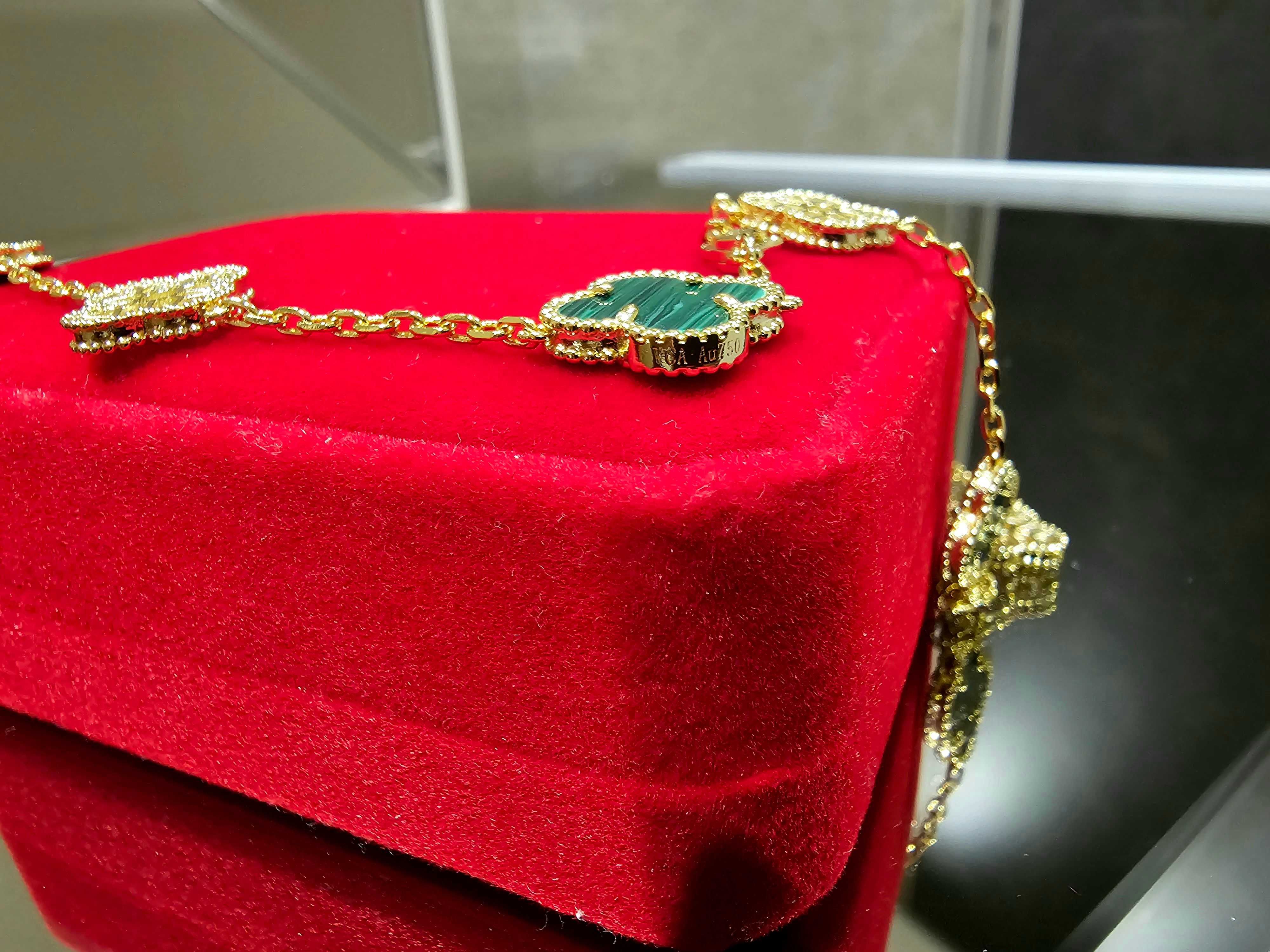 Van Cleef & Arpels VCA Gold Green Diamond 20 Alhambra Дамско Колие