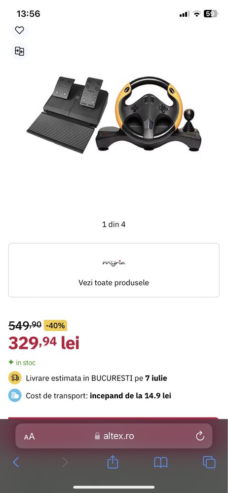 Volan cu pedale și schimbător de viteze - Myria