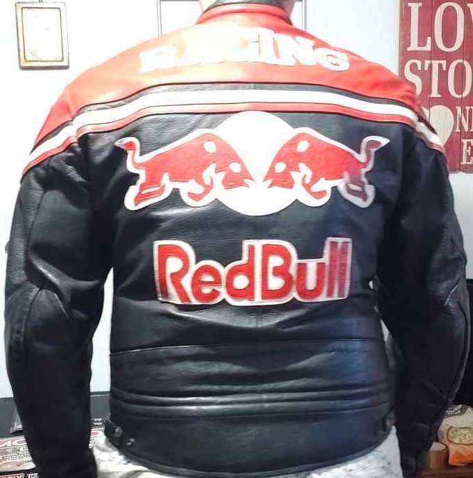Red Bull Racing Mens Leather Jacket,Size XL, Real Leather