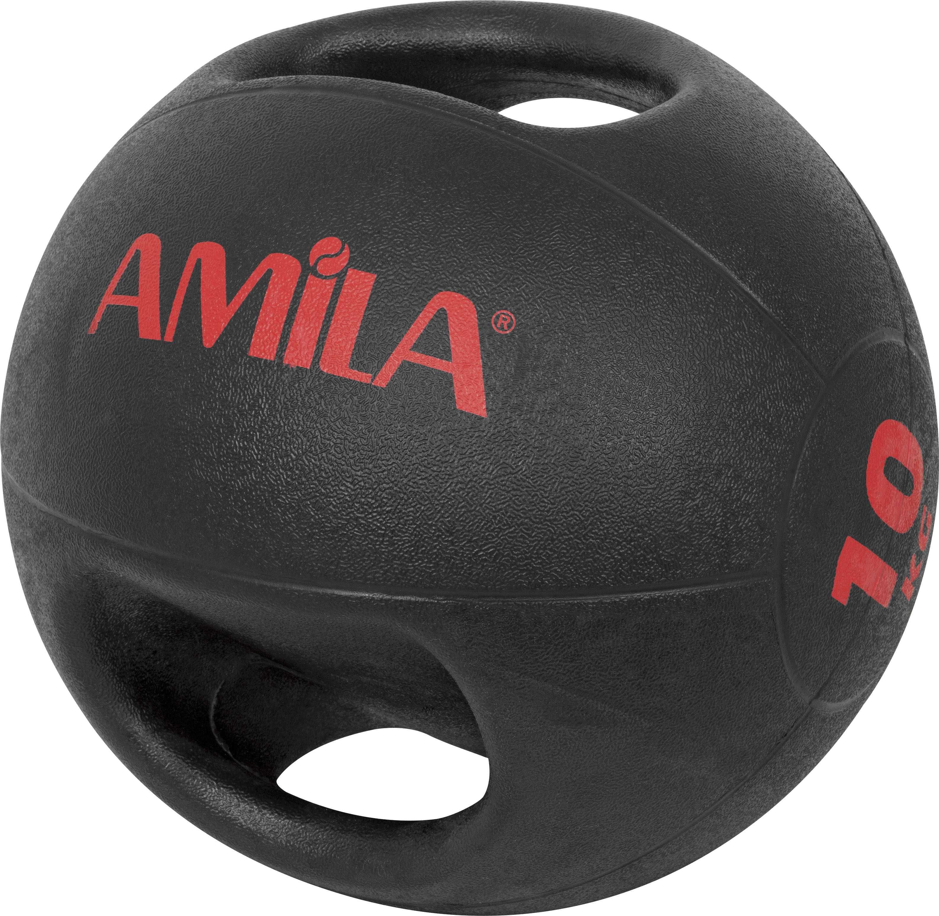 Медицинска Топка с Хват Amila Dual Ball 10 кг, Фитнес Топки с Дръжки