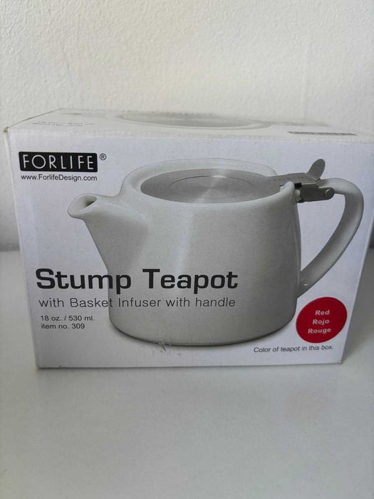 Ceainic ceramic cu infuzor ( Stump Teapot ) - nou, rosu/negru