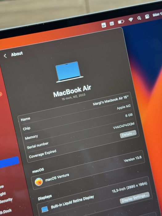 MacBook Air 15" M2 256 GB - Ca nou, 2024, folosit foarte puțin