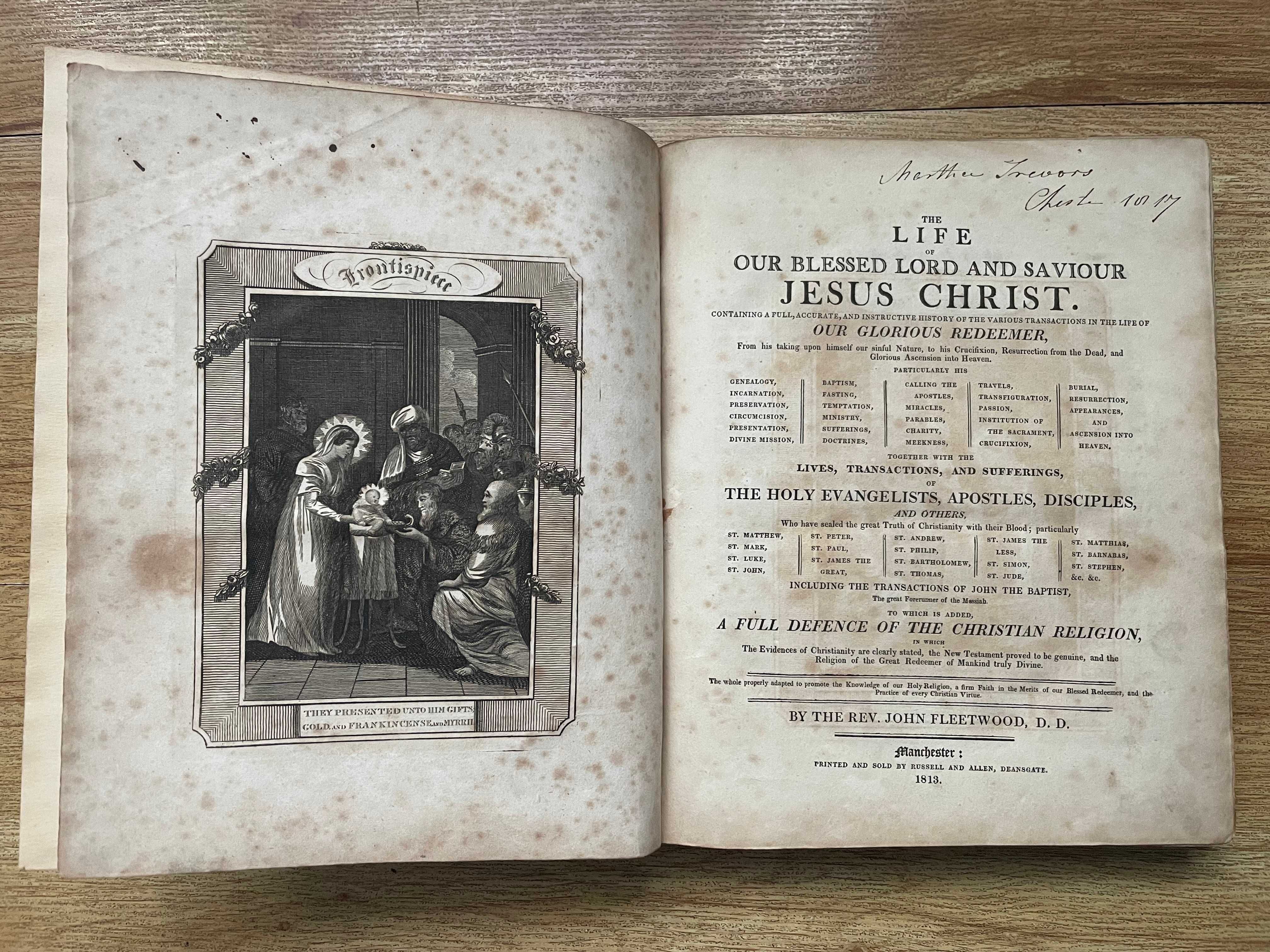 Carte din 1813 , Life of Lord Jesus Christ ,  (Biblia Biblie veche)