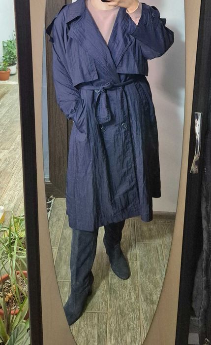 Trench albastru închis, XL modern