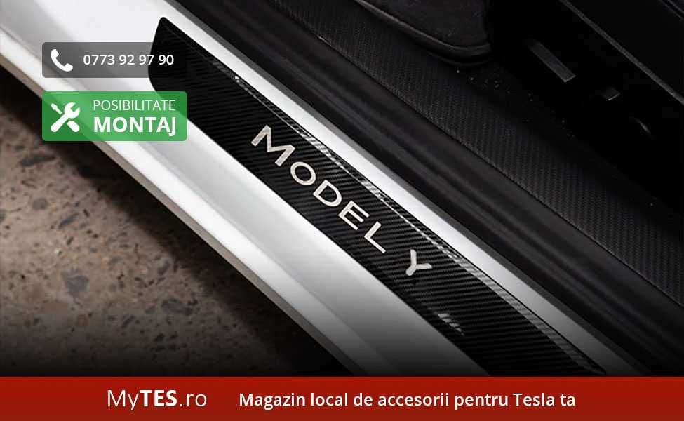 Ornamente INOX praguri (argintii / negre / carbon) - Tesla Model Y