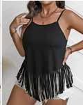 Top negru cu franjuri, L