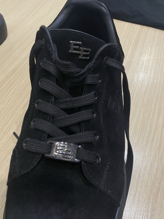 Sneakers Barbati Enzo Bertini Negri din Piele Intoarsa cu Logo Embolsa