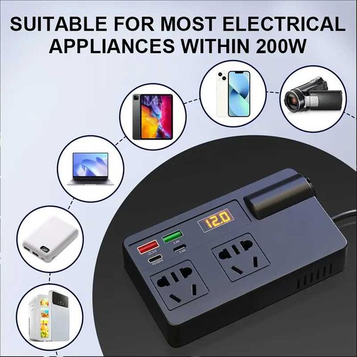 Invertor Incarcator auto 80W/200W 12V/24V priza 220V Inverter putere