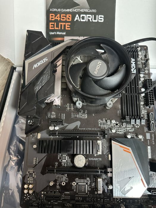 Дънна платка b450m-aorus elite + процесор r5 2600x