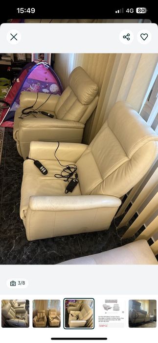 Fotoliu electric tv piele naturala an 2018 2 buc ca nou la 1/3 pret