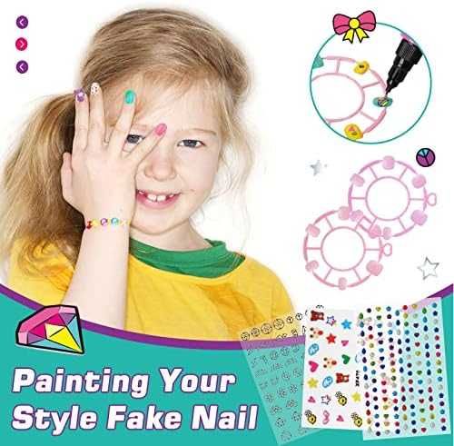 Нов Детски комплект за маникюр с сушилня, фалшиви нокти и писалки