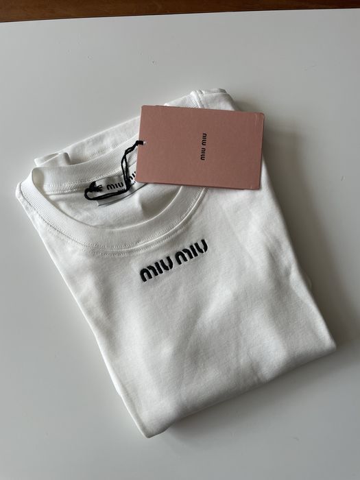 Дамска памучна бяла блуза Miu*miu*