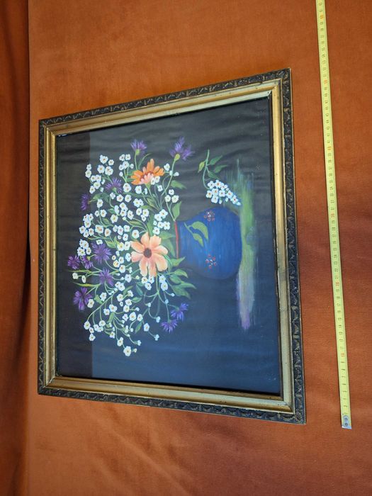 Tablou – antique / vintage  / vechi, pe panza ,model 6, rama si sticla