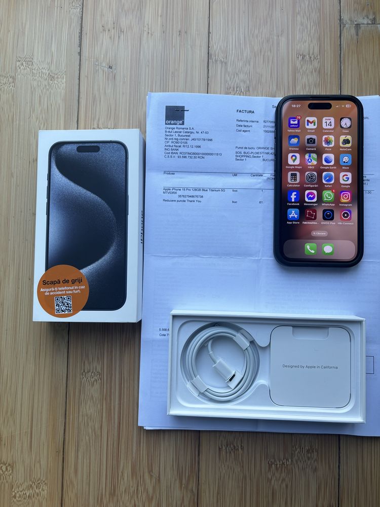 iPhone 15 PRO Blue Titanium 128GB