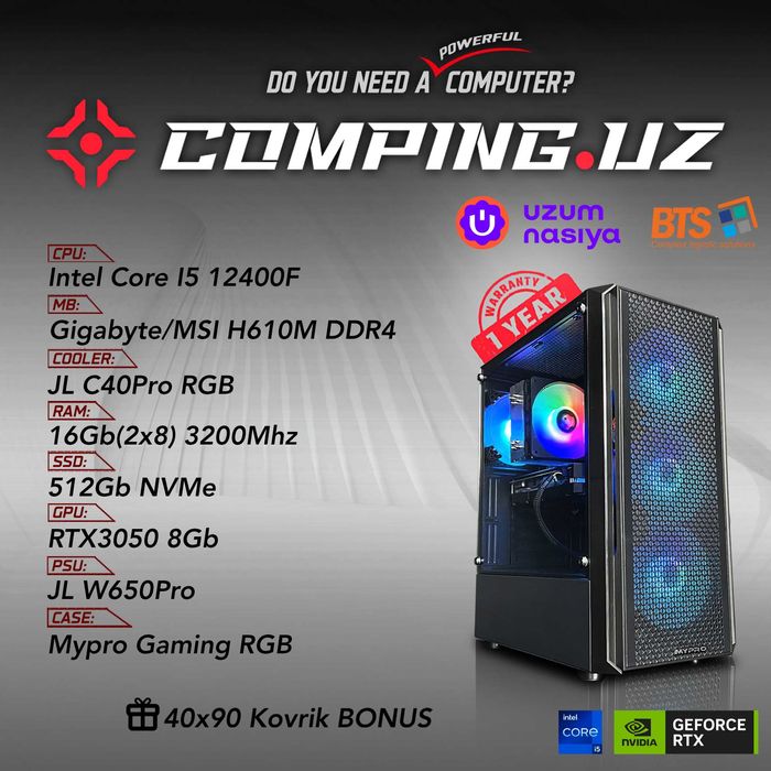 i5- 12400F / 16GB(2x8) 3200MHz / 512GB NVMe / RTX3050 8Gb