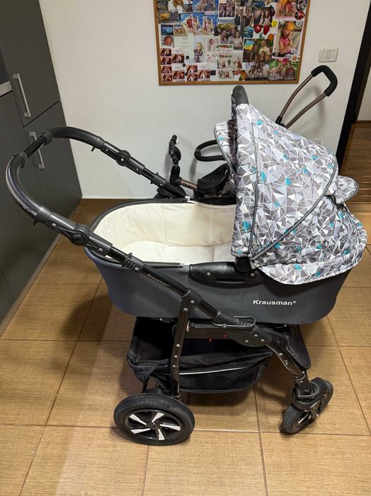 Vând Carucior Kraus 3 in 1 Clasic Grey Turqois utilizat