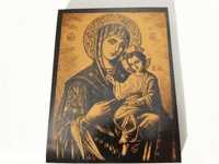 Икона върху шунгит Дева Мария с младенеца 9x12x1см