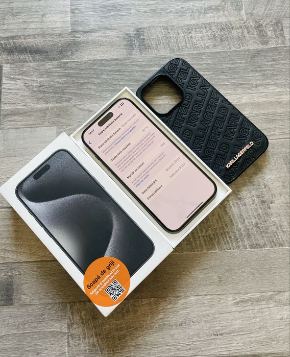 iPhone 15 Pro/Black Titanium/128GB/Neverlocked/Garantie Orange 02.2026