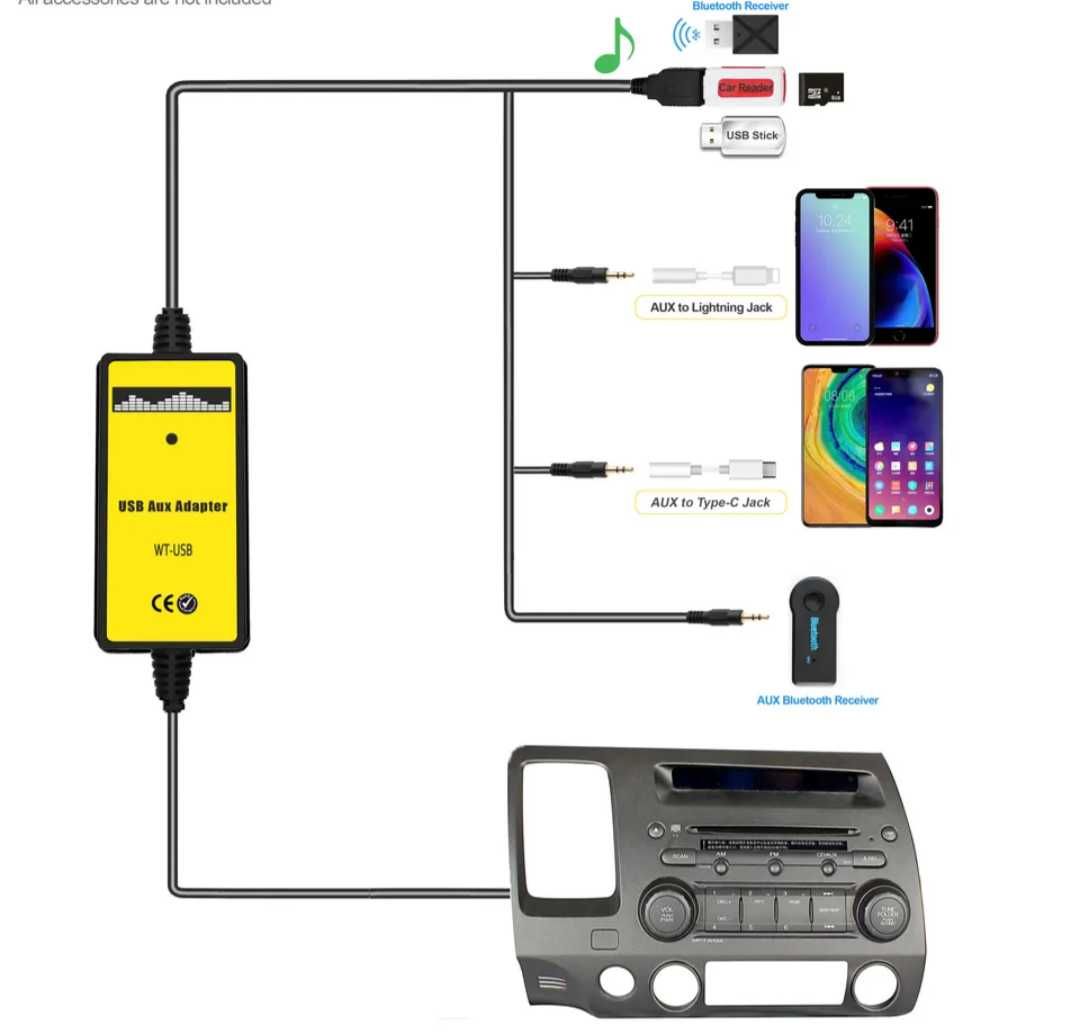 Aux Honda accord дигитален чейнджър Хонда usb флашка телефон музика