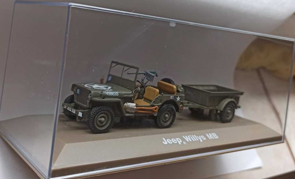 Macheta Jeep Willis MB+remorca Armata SUA 1944 WW2 - Atlas 1/43