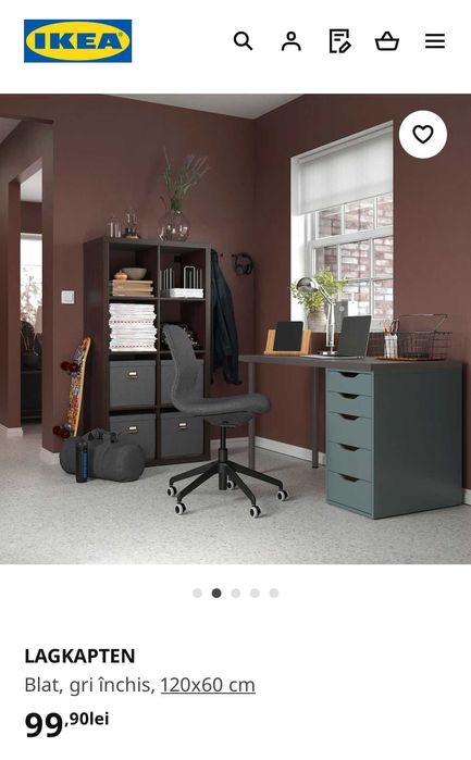 NOU! Blat IKEA 120x60 cm gri închis