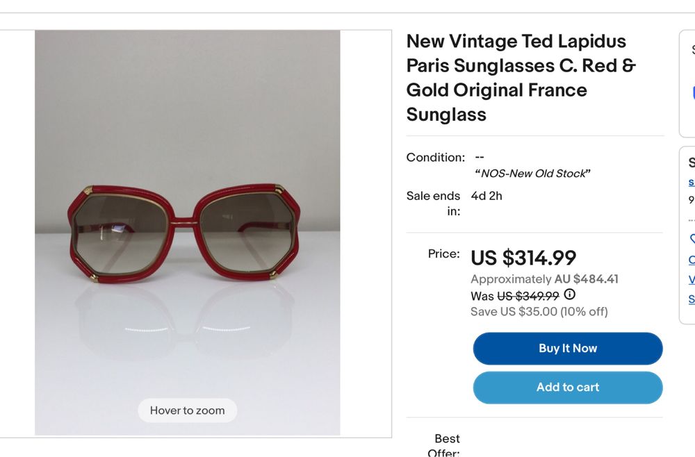 Оригинални винтидж слънчеви очила Ted Lapidus TL10