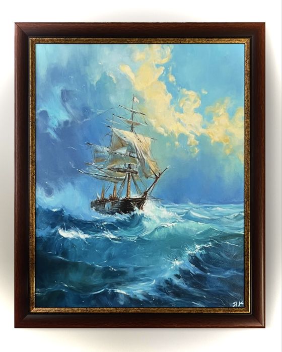 Картина с маслени бои 50/40см. Кораб в бурно море