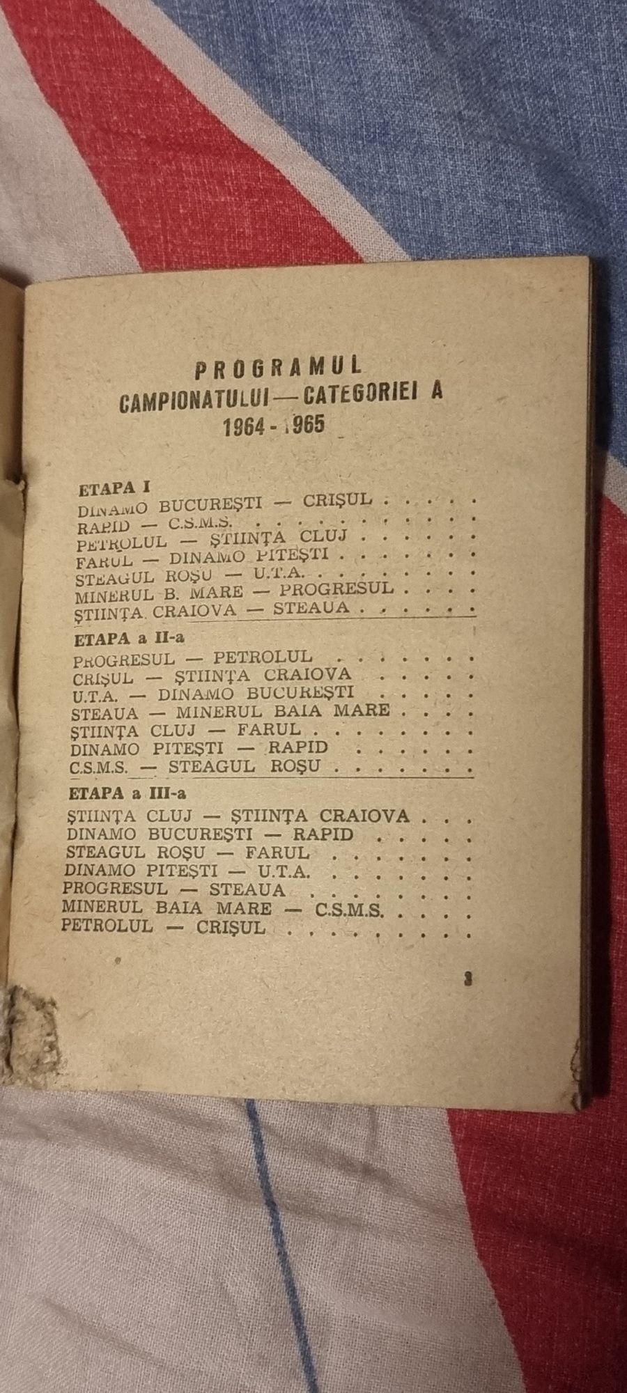 Vând Programul Campionatului de Fotbal 1964-1965