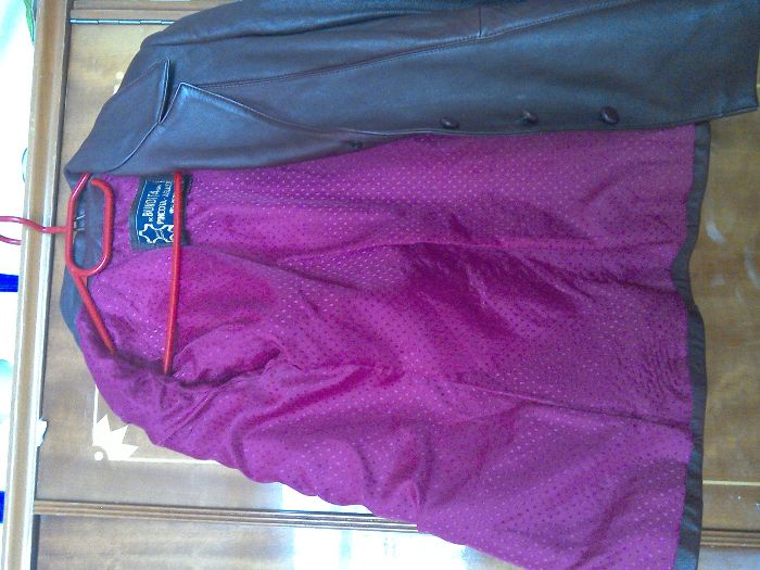 Geacă/jachetă din piele naturală, de damă, culoare grena - 42