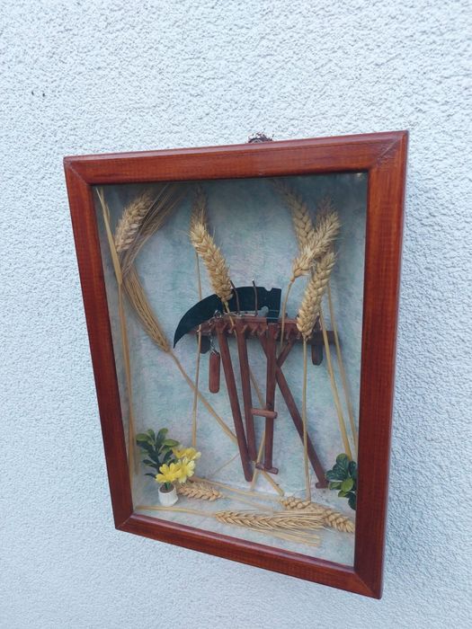 Accesoriu decorațiune display vintage colectie lemn sticla Franța 1950