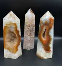 Cristale/Minerale-Agata Rosie Geoda-set obelisc pietre semipretioase