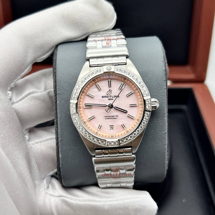 Breitling chronomat dial roze 36,mm lady