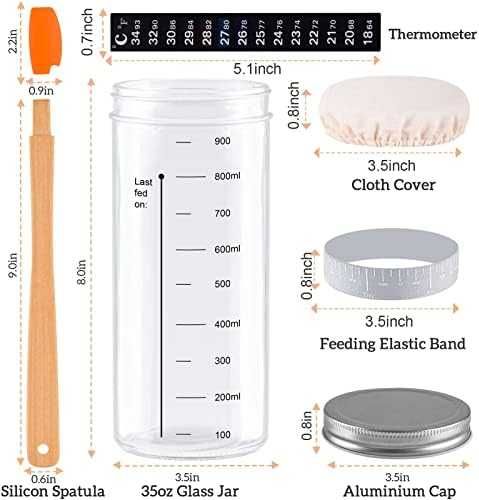 Нов Стартов комплект 2 броя 1000 мл буркан за закваска маркировка дата