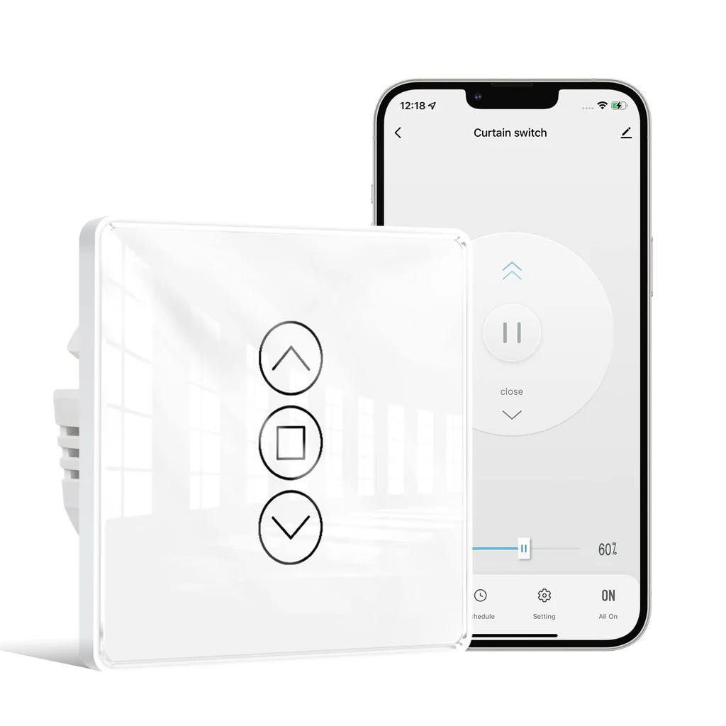 MOES ZigBee, Wi-fi ключ за ролетни  щори, бял стъклен