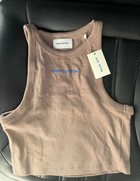 кафяв топ ЛВ рипс кроп къс потник louis vuitton летен