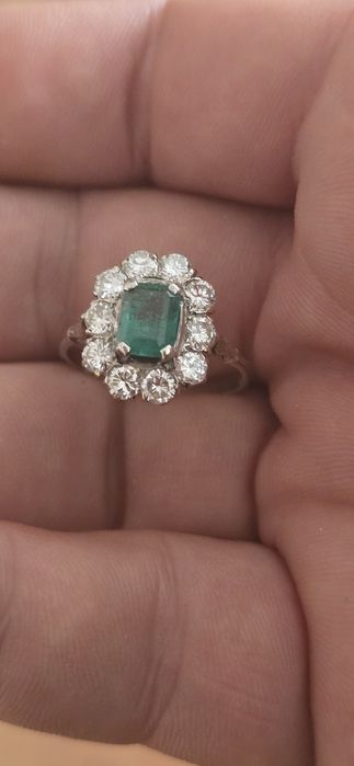 Inel aur 18k diamante si smarald Columbia