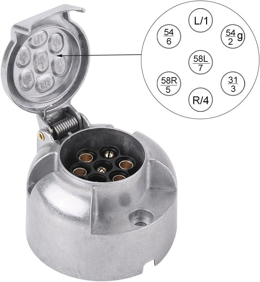 букса за ремарке метална 7 пина 12v женска amio 01257