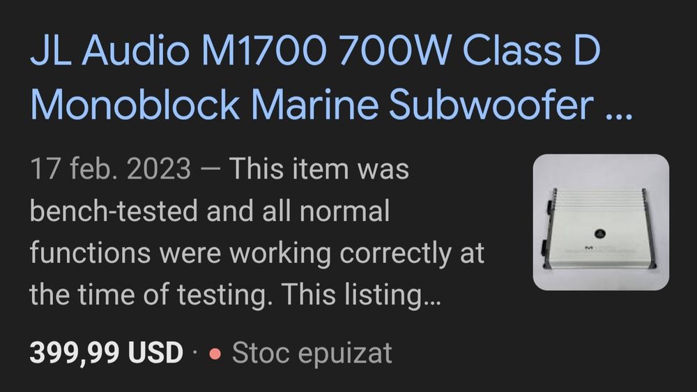 Statie amplificator auto JL M1700 700w