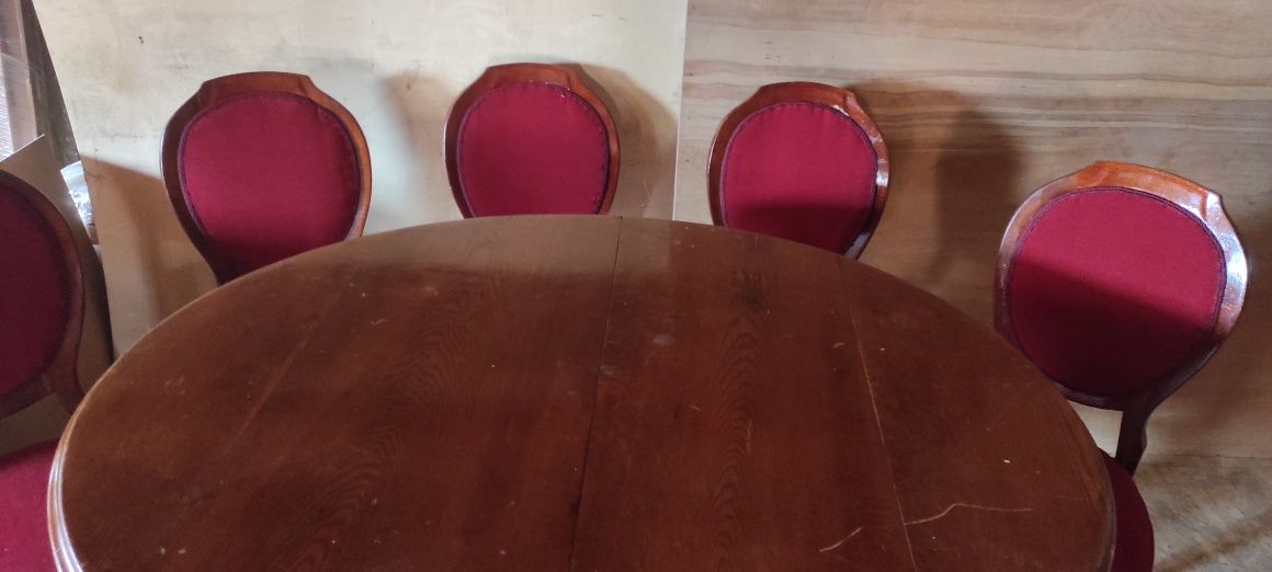 Masă ovală Louis  Philippe cu 6 scaune