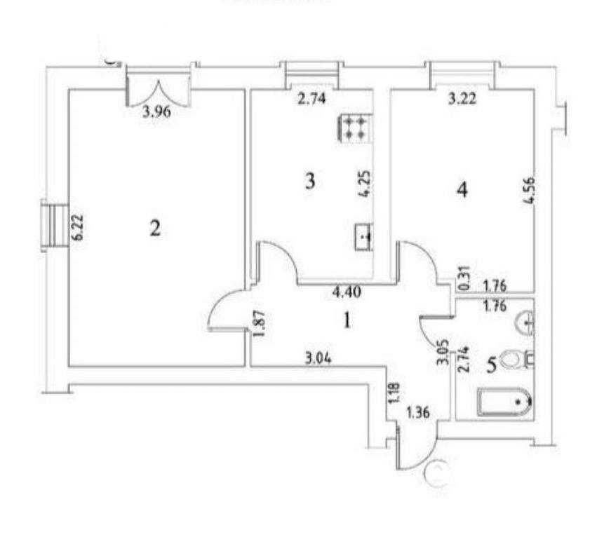 Новостройка от Golden House Карасу-1 2-комнатная 1/6 65 м² ремонт
